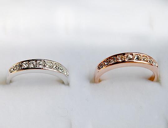 

Girls Fashion Crystal Ring Bridal Wedding Ring Silver Gold Plated Band Ring for Women Party Gift