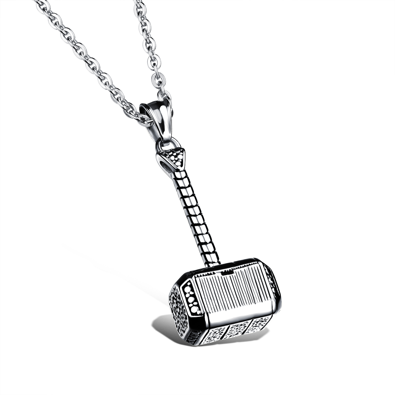 

Wholesale punk fashion jewelry link chain cool Men's Stainless steel Hammer pendant necklaces decorated gift 2 colors, Silver