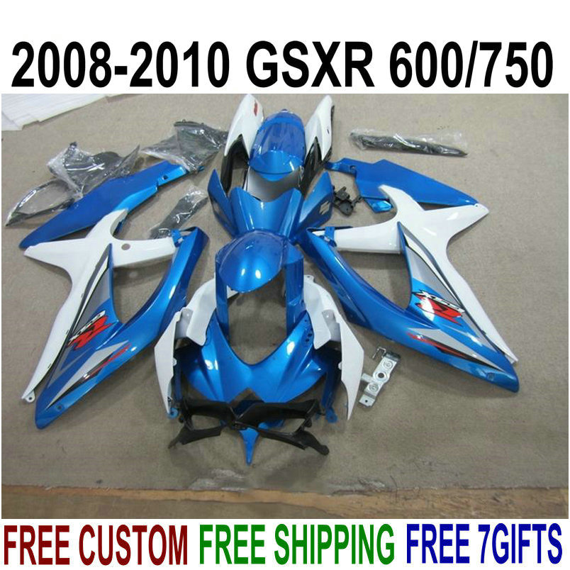 

New aftermarket parts for SUZUKI GSX-R750 GSX-R600 2008 2009 2010 white blue black fairings K8 K9 GSXR600/750 08-10 fairing kit KS83, Same as the picture shows