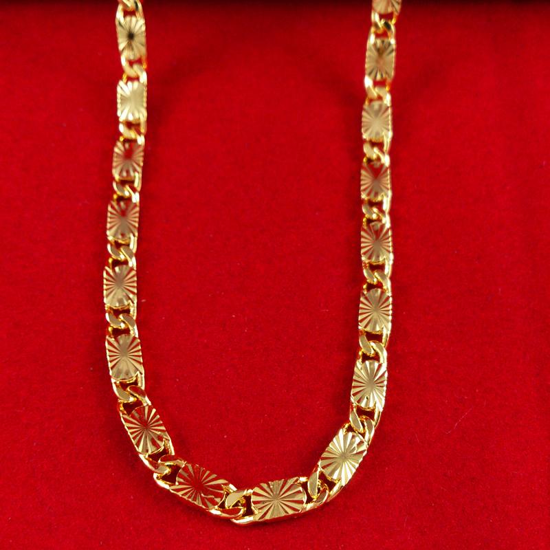 Livraison gratuite rapide Bijoux de mariage raffinés Chaîne de collier en or 24 carats coupe diamant colliers pour femmes largeur: 4,5 mm, longue