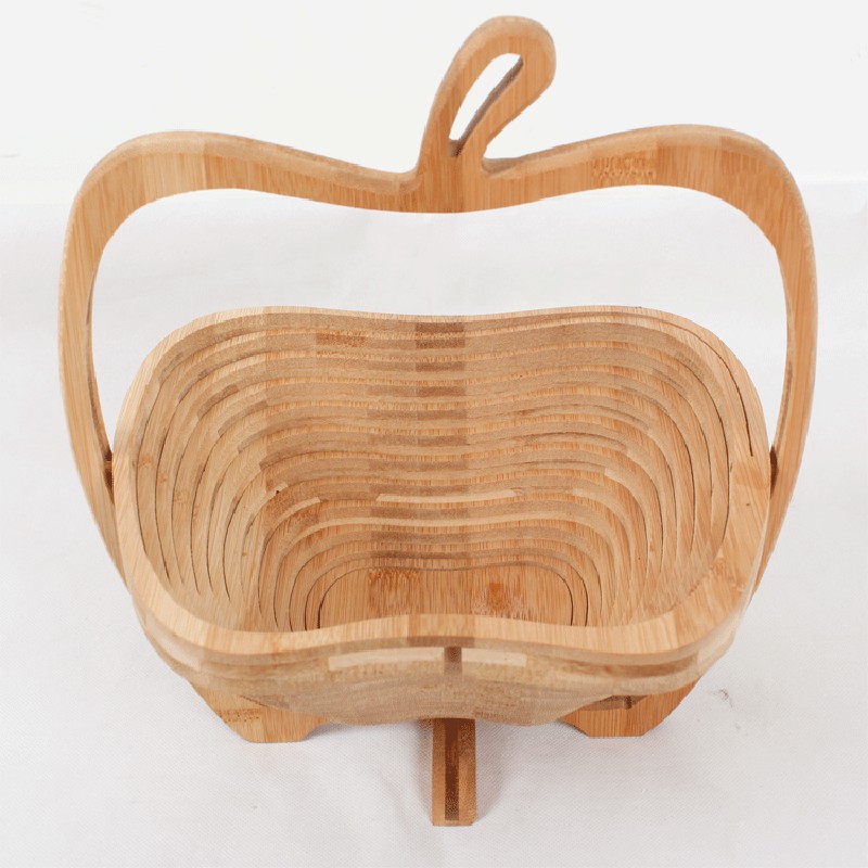

Popular Wooden Vegetable Basket With Handle Apple Shape Fruit Baskets Foldable Eco Friendly Skep Fashion Top Quality 16ad B