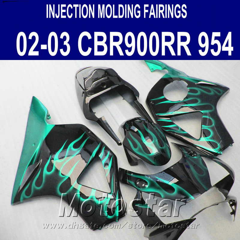 

7 Free gifts + fairing kit for Honda Injection molding cbr900rr 954 2002 2003 CBR 900RR green flames black fairings CBR954 02 03 YR72, Same as the picture shows