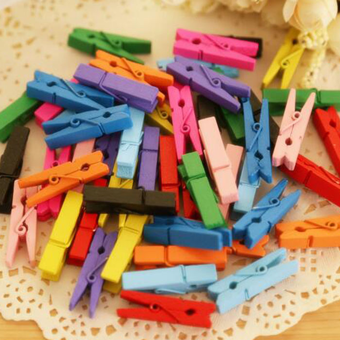 

500Pcs/Lot Colorful Birch Wooden Clothes Pins Mini Size 10 Colors Photo Clips Wedding Decoration ClothesPins Wholesale