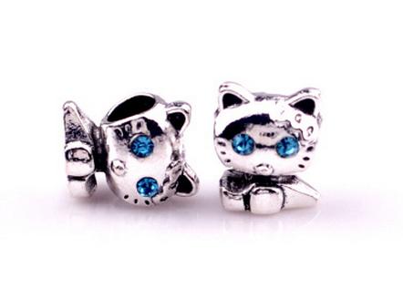 

Tibetan silver alloy rhinestone Beads kitten Chain Bracelet DIY Jewelry
