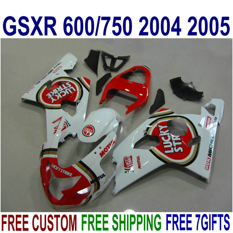 

ABS fairing kit for SUZUKI GSX-R600 GSX-R750 04 05 red white LUCKY STRIKE bodywork fairings set K4 GSXR 600 750 2004 2005 FG69, Same as the picture shows