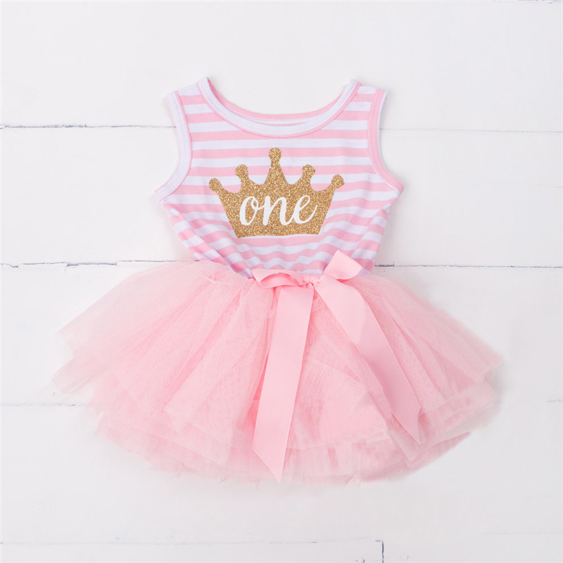 

Princess Dress Girl 2016 New Baby Girls Stripe Vest Dresses Tutu Baby Kids Clothing For 1 Year Birthday Infant Party Dress, A0255f1