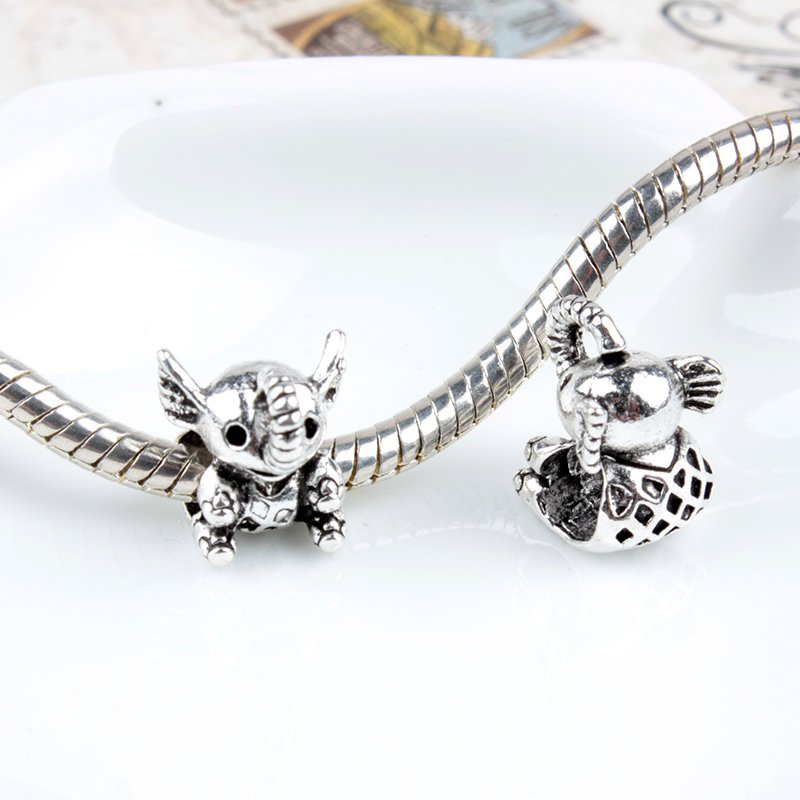 

Replacement Elephant Alloy Charm Bead Cute Alien Fashion Women Jewelry Stunning Design European Style For DIY Bracelet Necklace, Bronze;silver