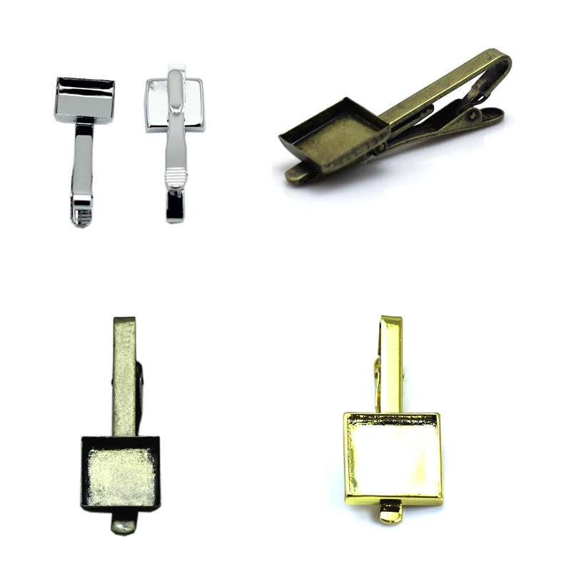 

Beadsnice mens jewelry tie clip blanks with square bezel setting tie bar photo blanks handmade jewelry accessories mix style ID 32262