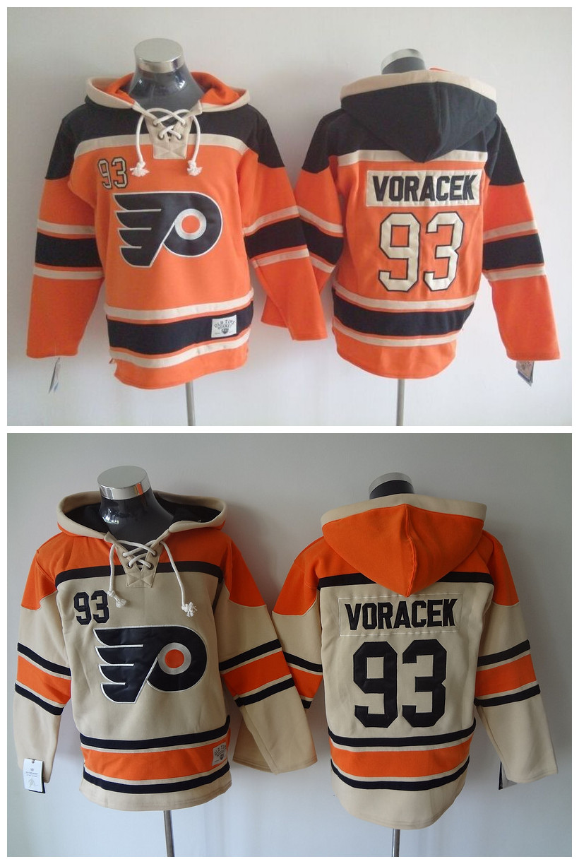 

Top Quality ! Philadelphia Flyers Old Time Hockey Jerseys #93 Jakub Voracek Orange Cream Hoodie Pullover Sports Sweatshirts Winter Jacket, Beige