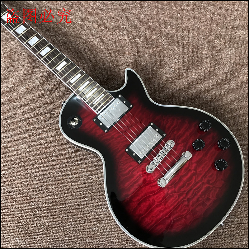 NOUVELLE arrivée personnalisée guitare électrique avec matériel CHROME, Vintage rouge éclaté Top Maple érable, vente chaude guitarra de haute qua