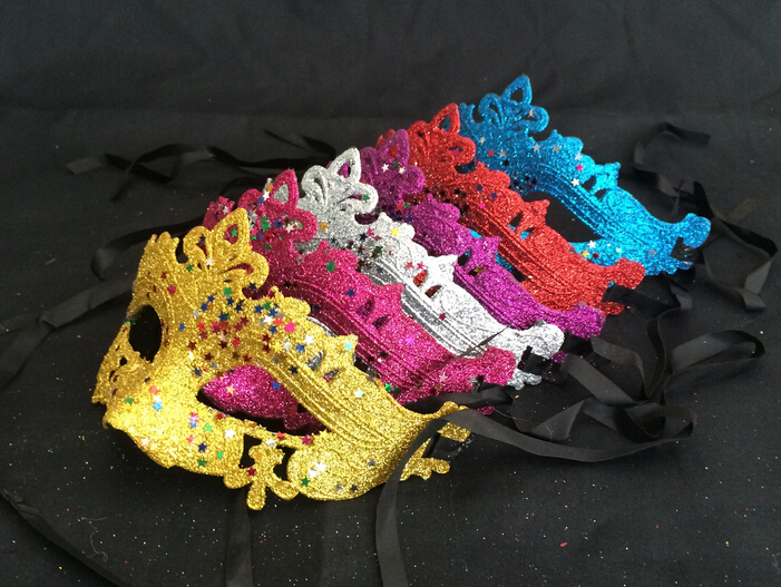 

Mix color sequins Gold dust Venus fairy Mask With Gold Glitter Mask Venetian 50pcs/lot