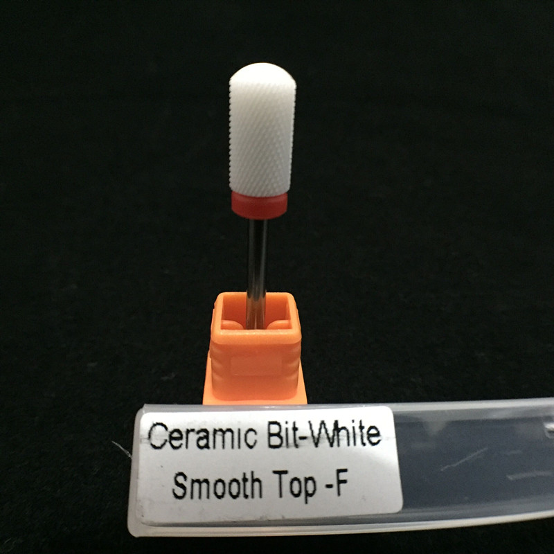 Wholesale-High quality White Ceramic Fine Large Barrel Smooth Top Nail drill Bit For electric manicure machine accessories tools