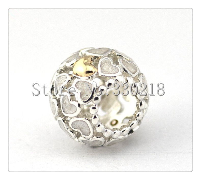 pandora Openwork heart charm 925 sterling silver loose beads for thread bracelet christmas jewelry authentic quality-image-268719536