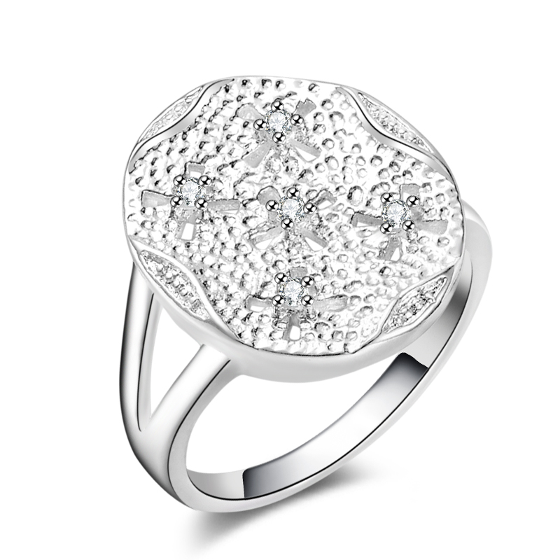 

Free Shipping New 925 Sterling Silver fashion jewelry High-grade flower White Diamond With Pave zircon ring hot sell girl gift 1729