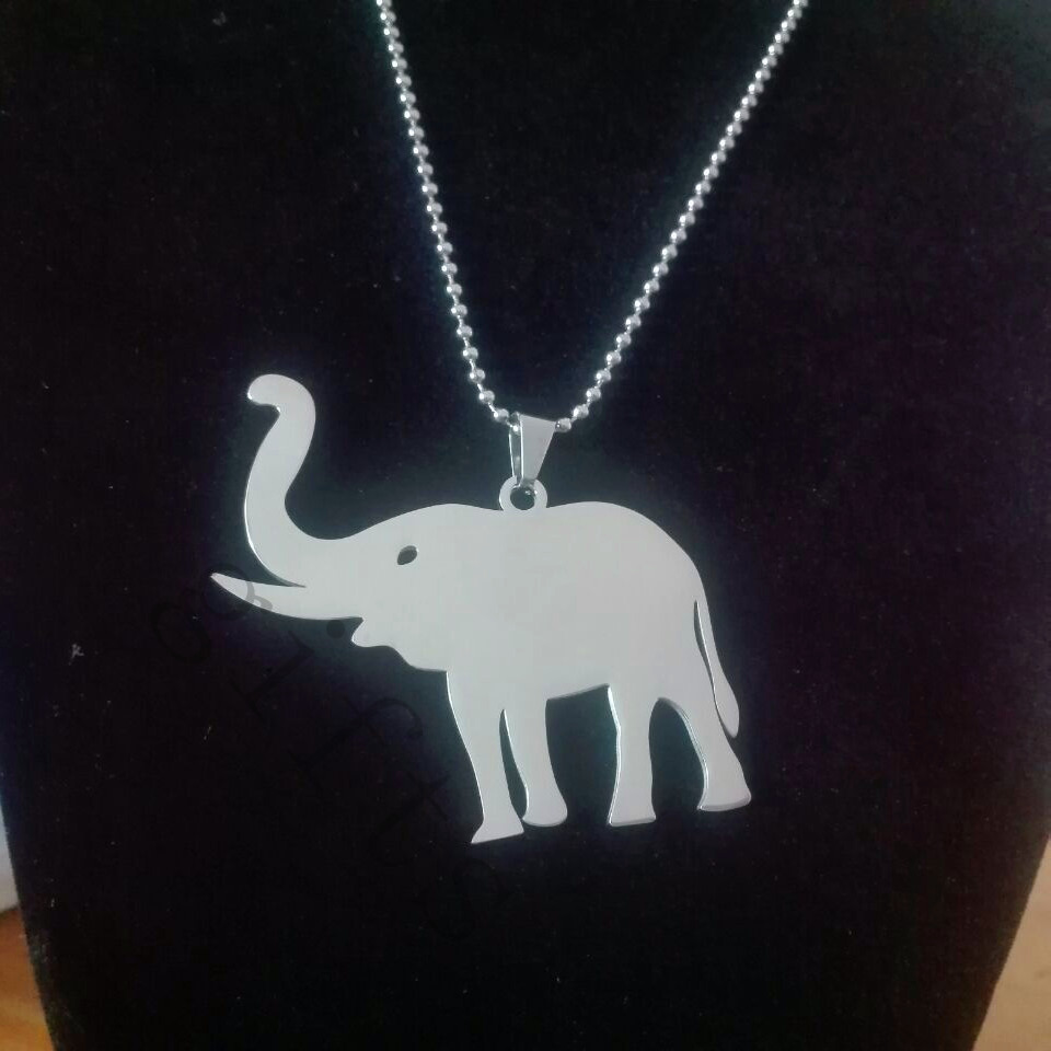 

Large charm stainless steel pendants auspicious elephant animal loving people ball necklace free DHL ship free