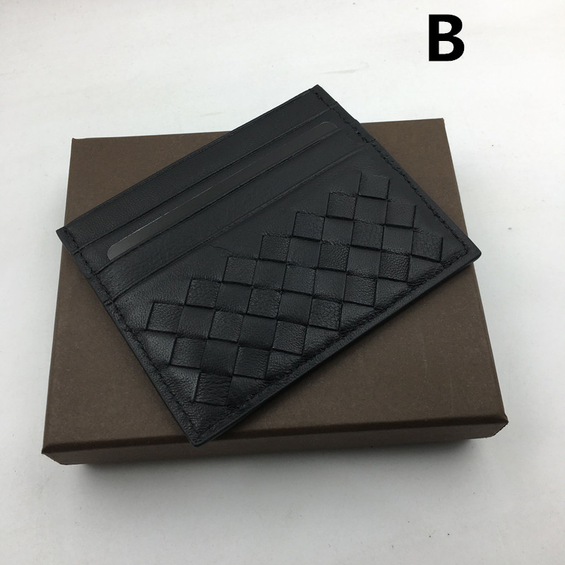 

Classic Weaving Designer Credit Card Holder Wallet Black Genuine Leather Soft Slim ID Card Case Pocket Bag 2017 New Arrivals Coin Purse, Brown;gray