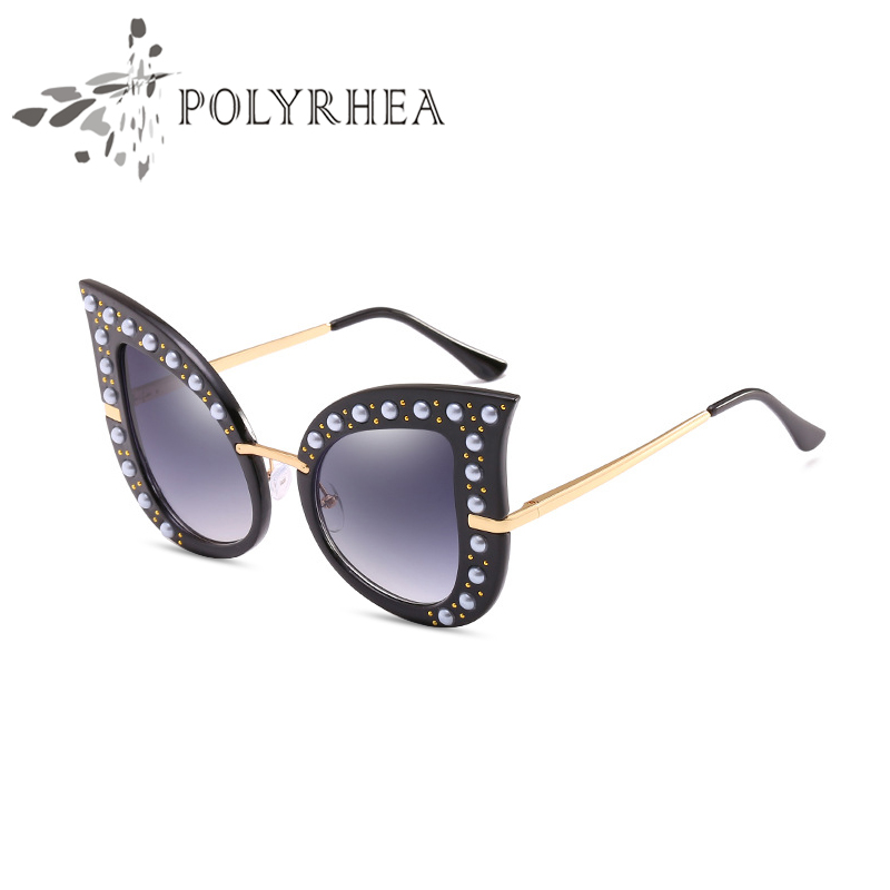

2021 Oversized Cat Eye Sunglasses Brand Designer For Women Diamond Embellished Frame Glasses Female With Case And Box