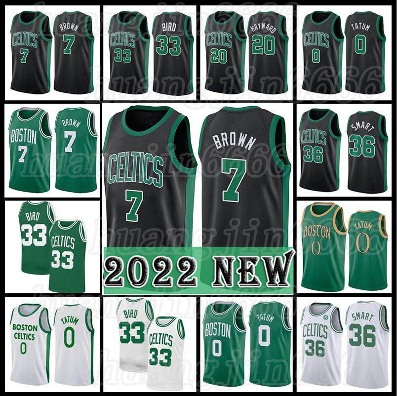 

Jaylen 7 Brown Larry 33 Bird Jayson 0 Tatum Basketball Jerseys Marcus 36 Smart 75th Anniversary Boston''Celtices''Men Me, Black;red