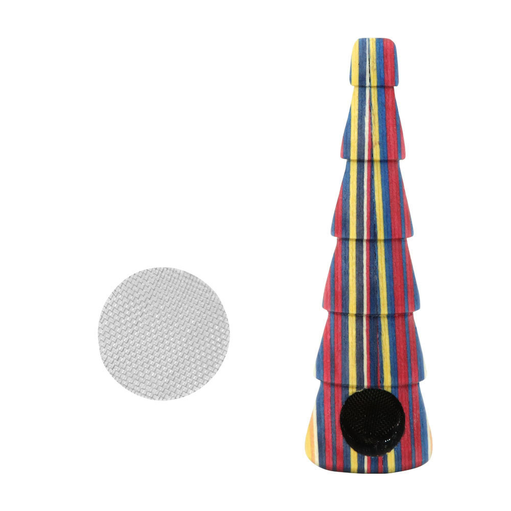 

wooden smoke pipe colorful tower tree shaped with filter screen portable hand pipes