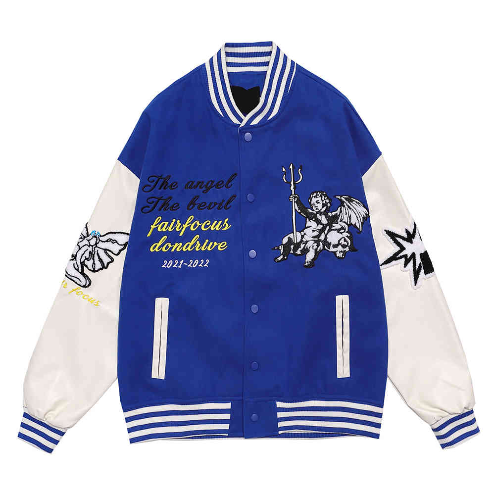 

men's jackets hip hop vintage varsity jacket masculino couro do plutÃ´nio anjo bordado beisebol jaquetas vermelhas harajuku casual overs, Black;brown