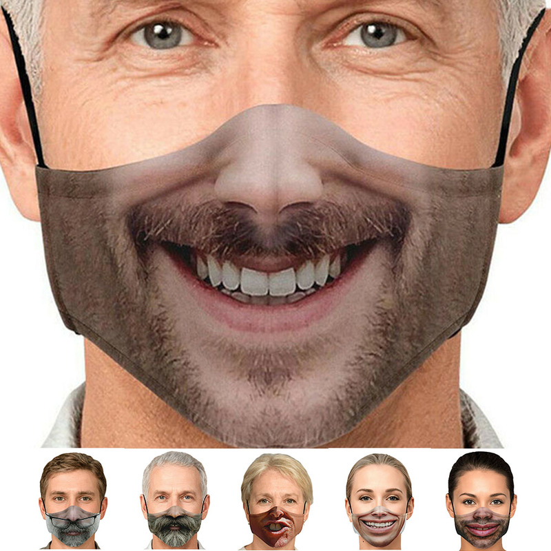 

Funny Beard Mouth Cosplay Women's Men Unisex Masks Face-protection Antifog Cycling Spots Anti-fog Adult Halloween Mask