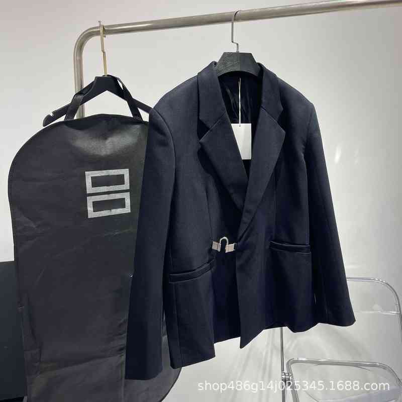 Women's Suits & Blazers Autumn and winter season GV suit metal side waist buckle men's women's leisure simple silhouette loose bla