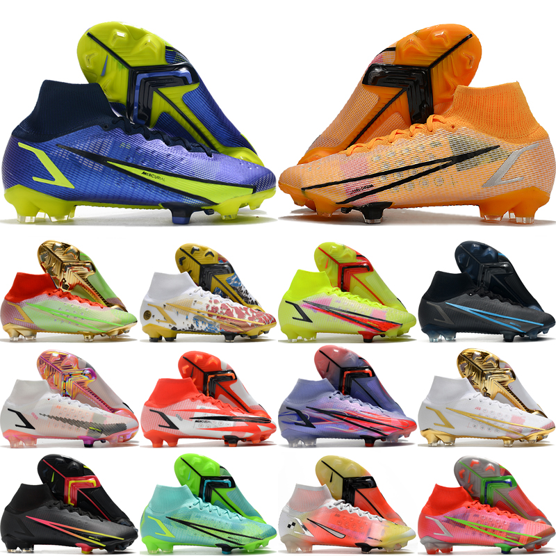 

Mercurial Superfly 8 Elite FG Mens Soccer Shoes VIII CR7 Spark Positivity Dream Speed 4 Dragonfly Motivation Recharge Spectrum Outdoor Football Cleats Size 39-45, Shoe box