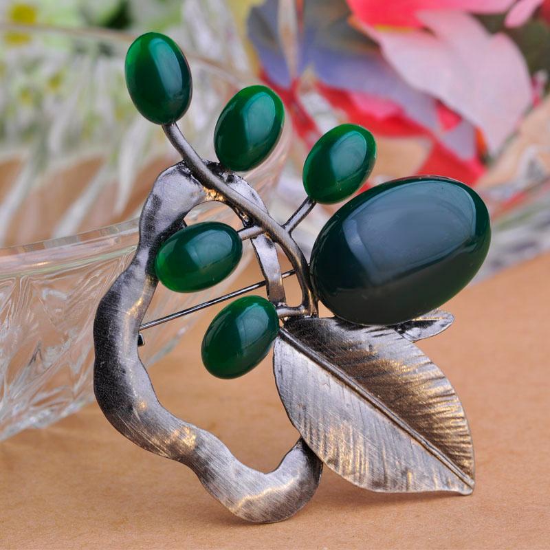 

Pins, Brooches Blucome Vintage Leaf Grape Rack Shape Big Brooch Antique Silver Color Alloy Women Scarf Buckle Hat Bag Pins Sweater Accessori