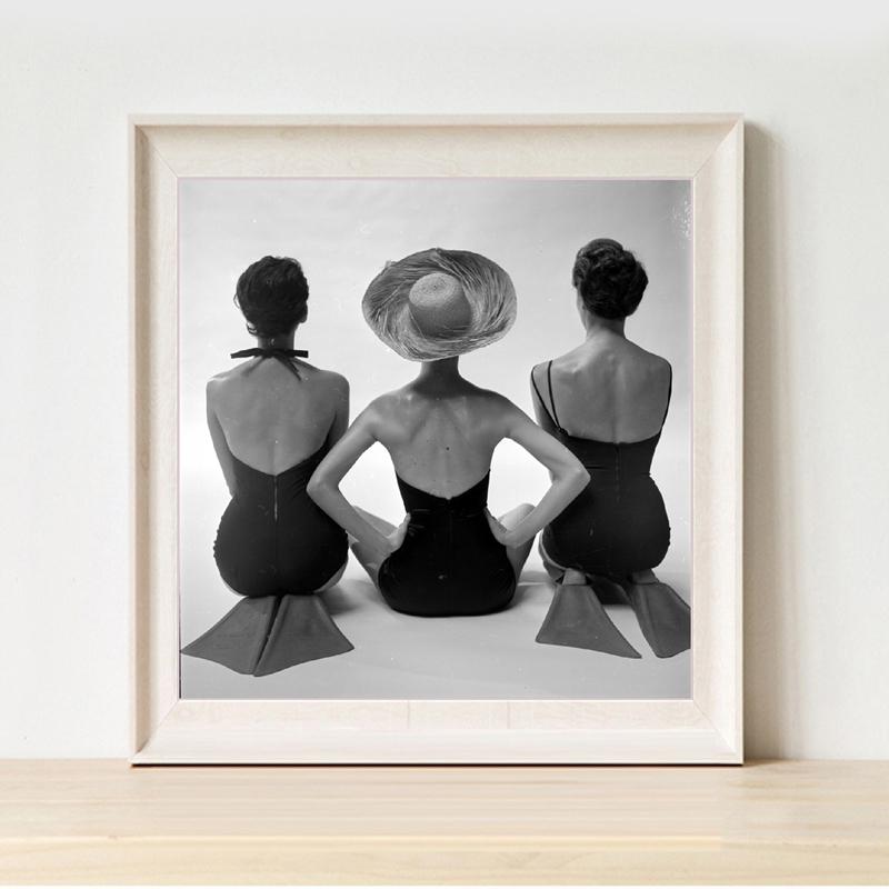 

Paintings Canvas Painting Black And White Old Pography Women Posing Swimsuits Fashion Vintage Poster Wall Art Print Picture Home Decor