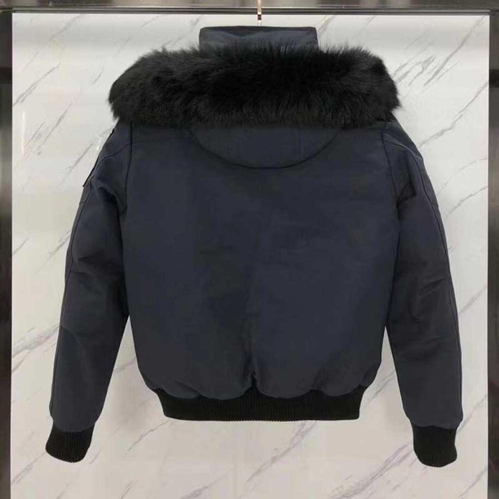 

Wholesale Men Winter Coats Moose Down Flight Jacket With Big Fur Collar Homme Hoody Outerwear Hooded Thick Coat Mens Women Jackets Canada knuckles, Black