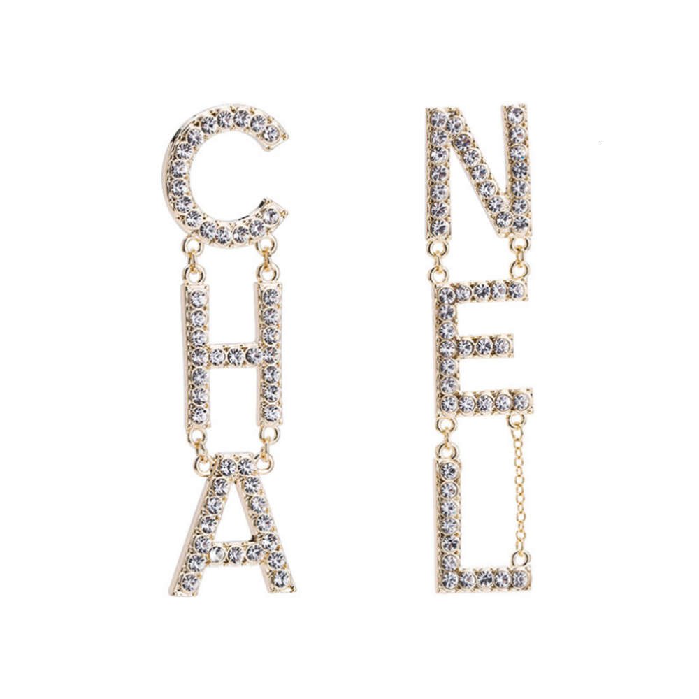 

Fashionable Rhintone CZ Statement Earrings 925 Sier Needle Capital Alphabet Letter Drop Earrings, Golden