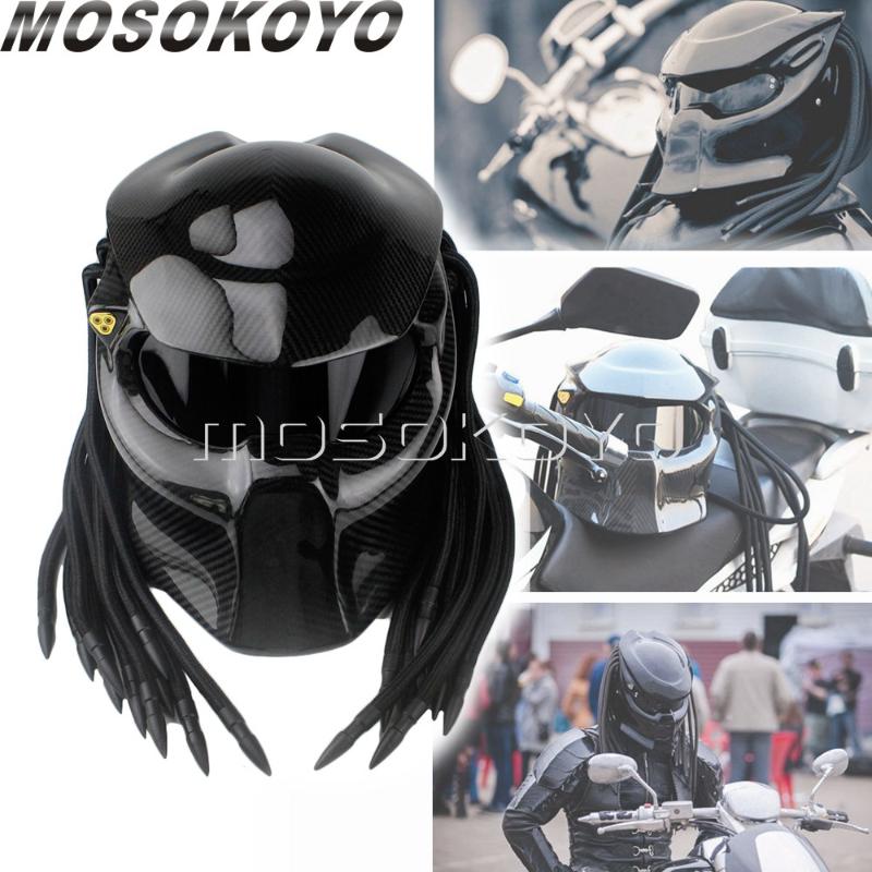 

Motorcycle Helmets Outdoor Riding Ghost Predators Helmet Mask Carbon Fibre Moto Cool Iron Warrior Man Full Face Adults Windproof