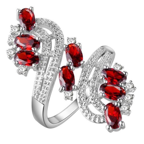 

Cluster Rings 925 Sterling Silver Color Diamond Red Blossom Ring Fashion Anillos De Bizuteria Bague Or Jaune Jewelry Diamante