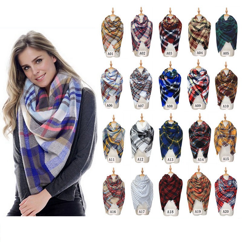 

Plaid Scarves Girls Shawl 140*140cm Grid Wraps Lattice square Neck Scarf Fringed Pashmina Winter Neckerchief Blankets 40 styles LJJA2871 Sty, Red;brown