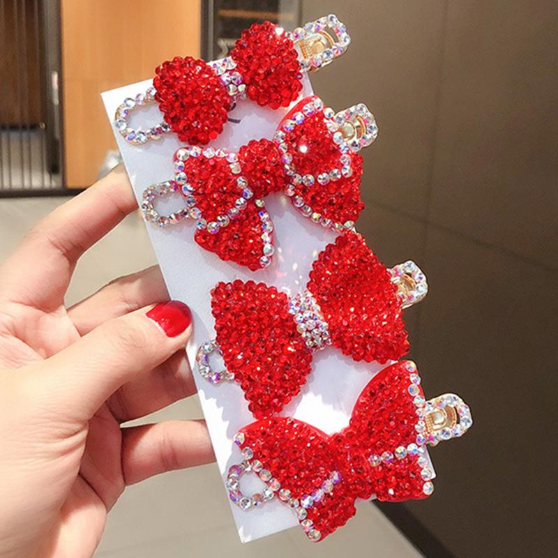 

Hair Clips & Barrettes Cute Red Rhinestone Heart Starfish Bowknot Shape For Year Christmas Party Shiny Girls Hairpins Gifts, Golden;silver
