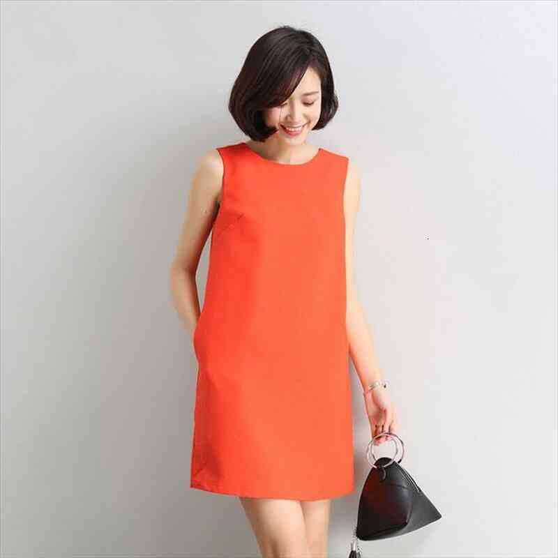 

Summer Women Dress Seeveless Loose Plus Size A-line Dress Female Korean Version Casual S370, Black;gray