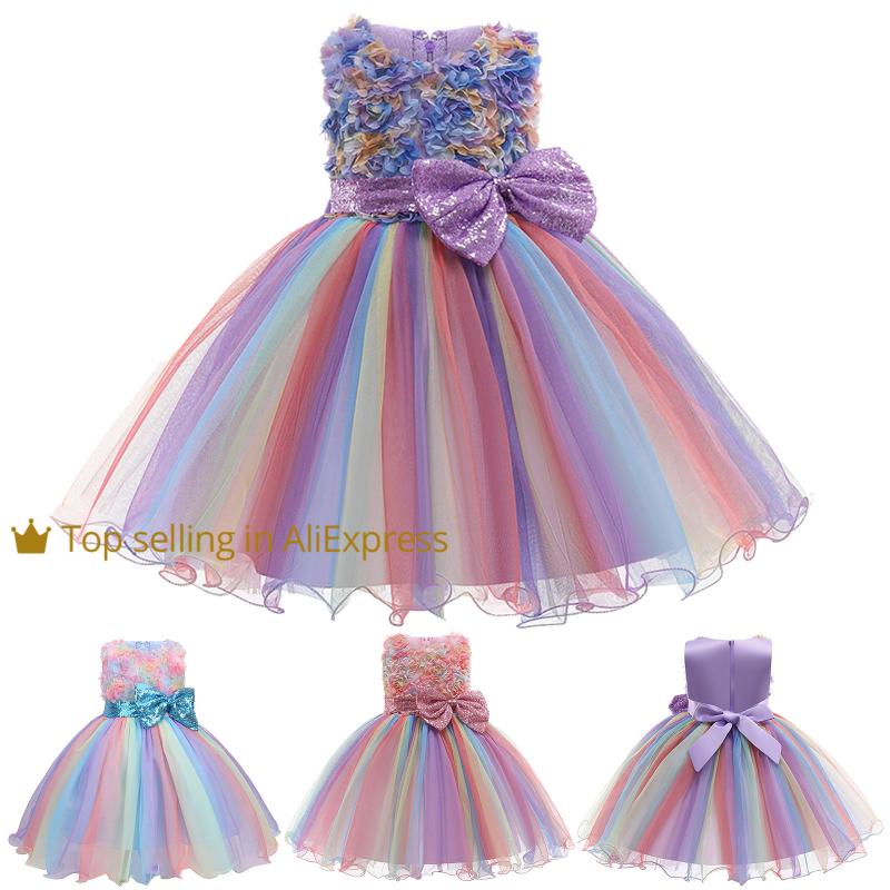 

Girl's Dresses Dress For Girls Kids Bowknot Paillette Tulle Pageant Gown Birthday Party Princess Wedding Elegant Girl, Pk