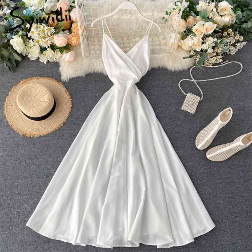 

Backless Long Prom White Dress for Women Back Lace Up A-line Party Summer Vintage Evening Bridesmaid 210607, Black