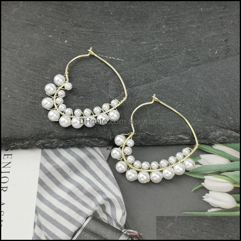 

Hoop & Hie Handmade Knit Imitation Pearl Hearts Copper Earrings For Women Golden Sier Color Wedding Fashion Jewelry Uken Drop Delivery 2021