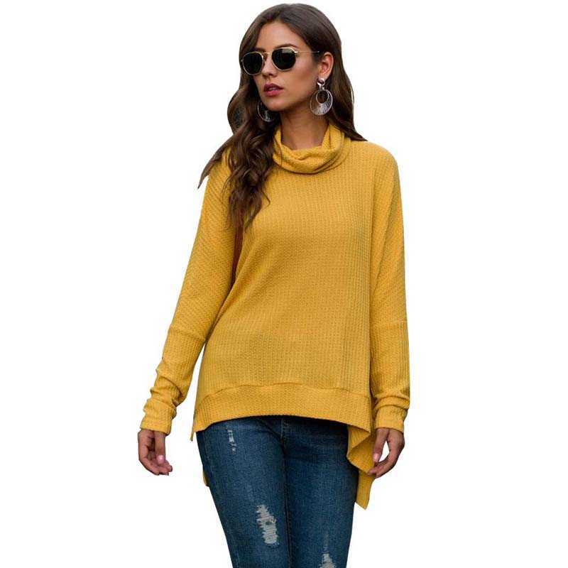 

Fashion Solid Color Long Sleeve Thin Pullovers Women High Neck Street Wear Vintage Casual Autumn Sweater Tops Femme 210608, Army green