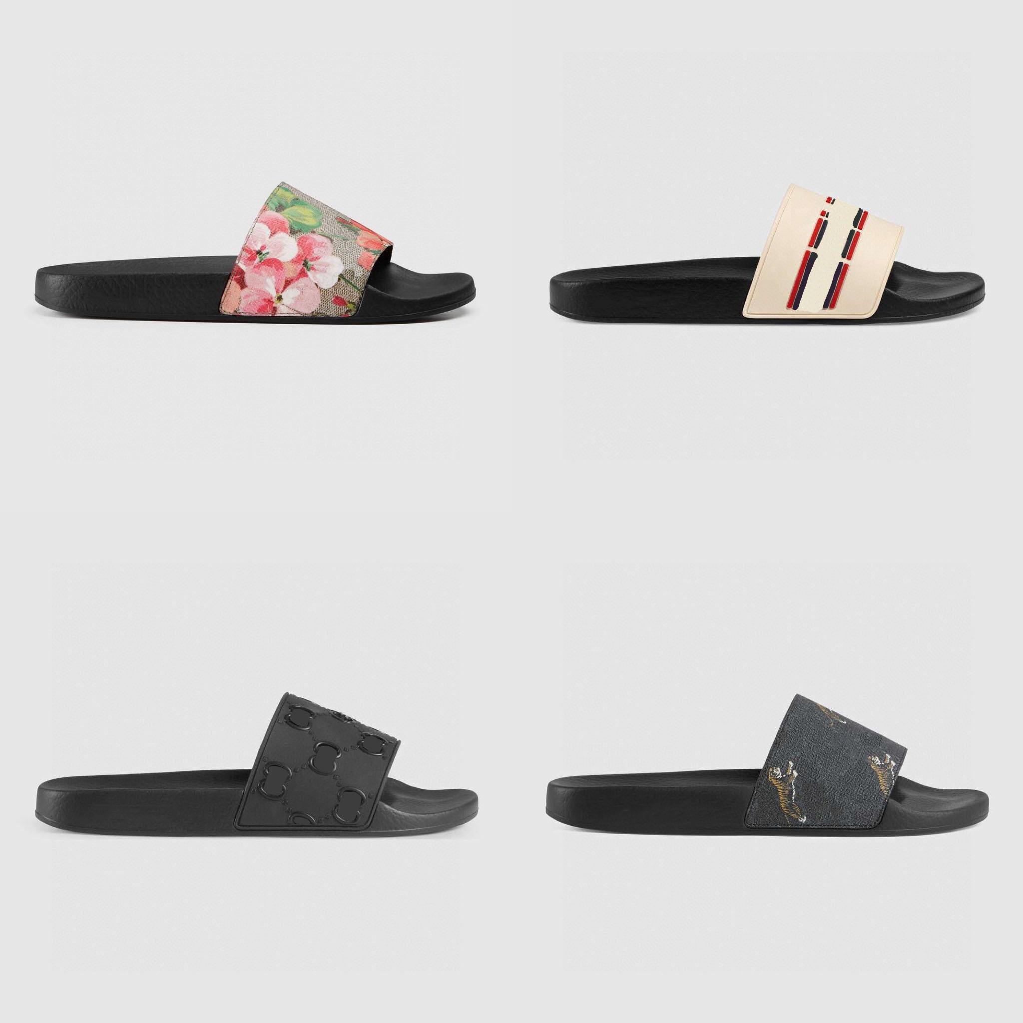 

Summer casual couple slippers, classic print beach non-slip flat shoes, fashion outwear sandals for both sexes, Black