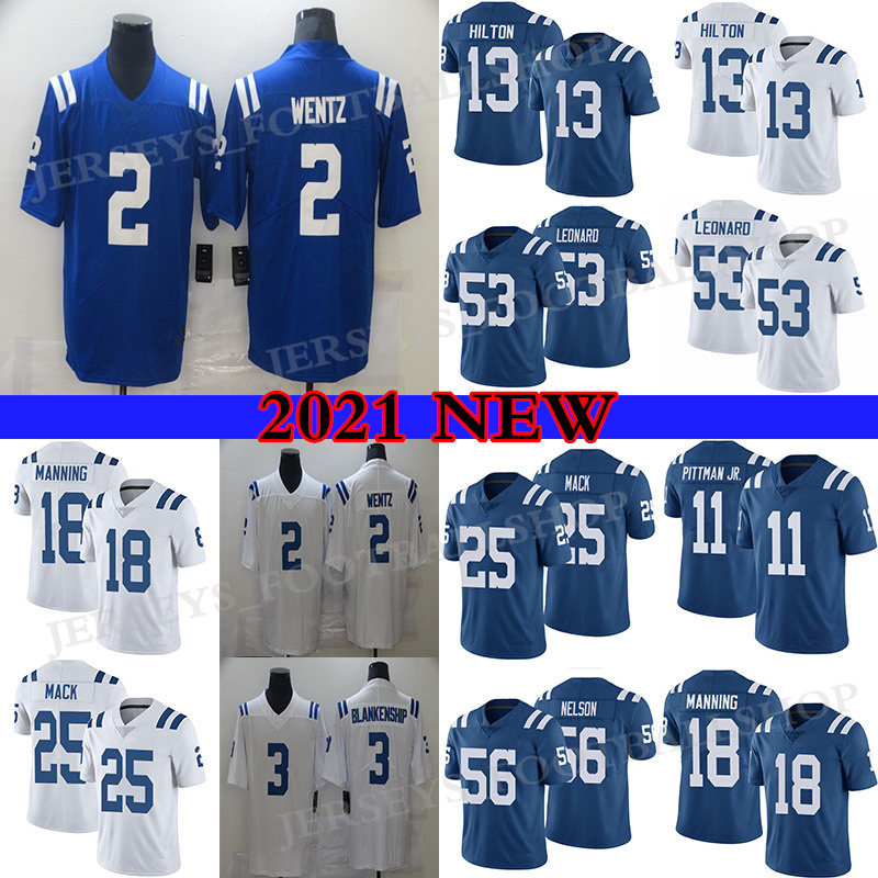 

2 Carson Wentz 25 Marlon Mack Football Jersey T.Y. Hilton 53 Darius Leonard IndianapolisColts Quenton Nelson 18 Peyton Manning Men's Stitched, White