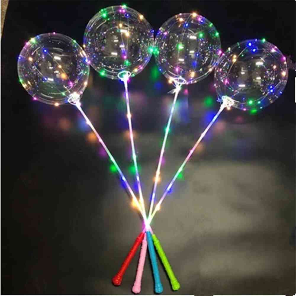 

Flashing Light LED Bobo Ball Flash Balloons Star Unicorn Heart Love Xmas Tree Shape Transparent Clear Wedding Party Balloon with Stick Handle Garden Decor LY6803