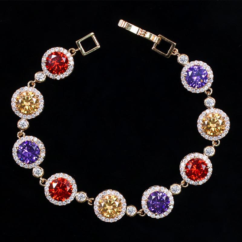 

Link, Chain Korea Sweet Jewelry 3A Grade Handmade Micro-inlaid Zircon Bracelet Green Copper Women's Fashion