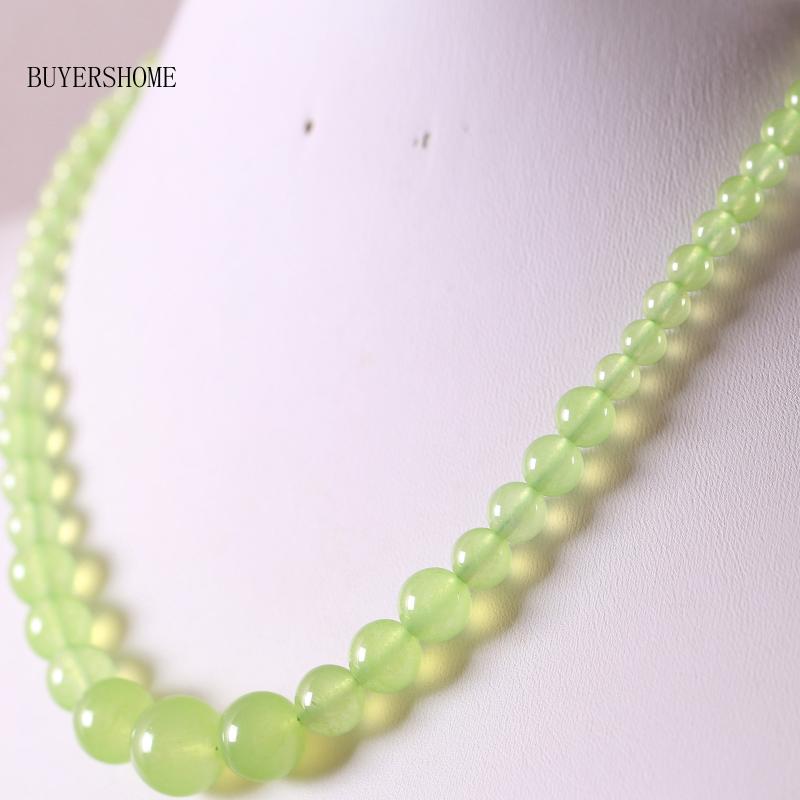 

Pendant Necklaces Handmade Beaded Necklace Natural Stone Round Green Jades For Women Jewelry Gift RE027