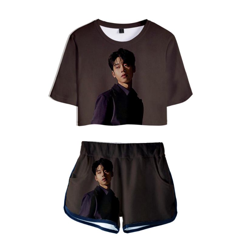 

Print Summer K-pops Casual Women Two Piece Set Shorts And T-shirts Clothes 2021 Tops Sets Plus Xxl Women's Tracksuits, Gray