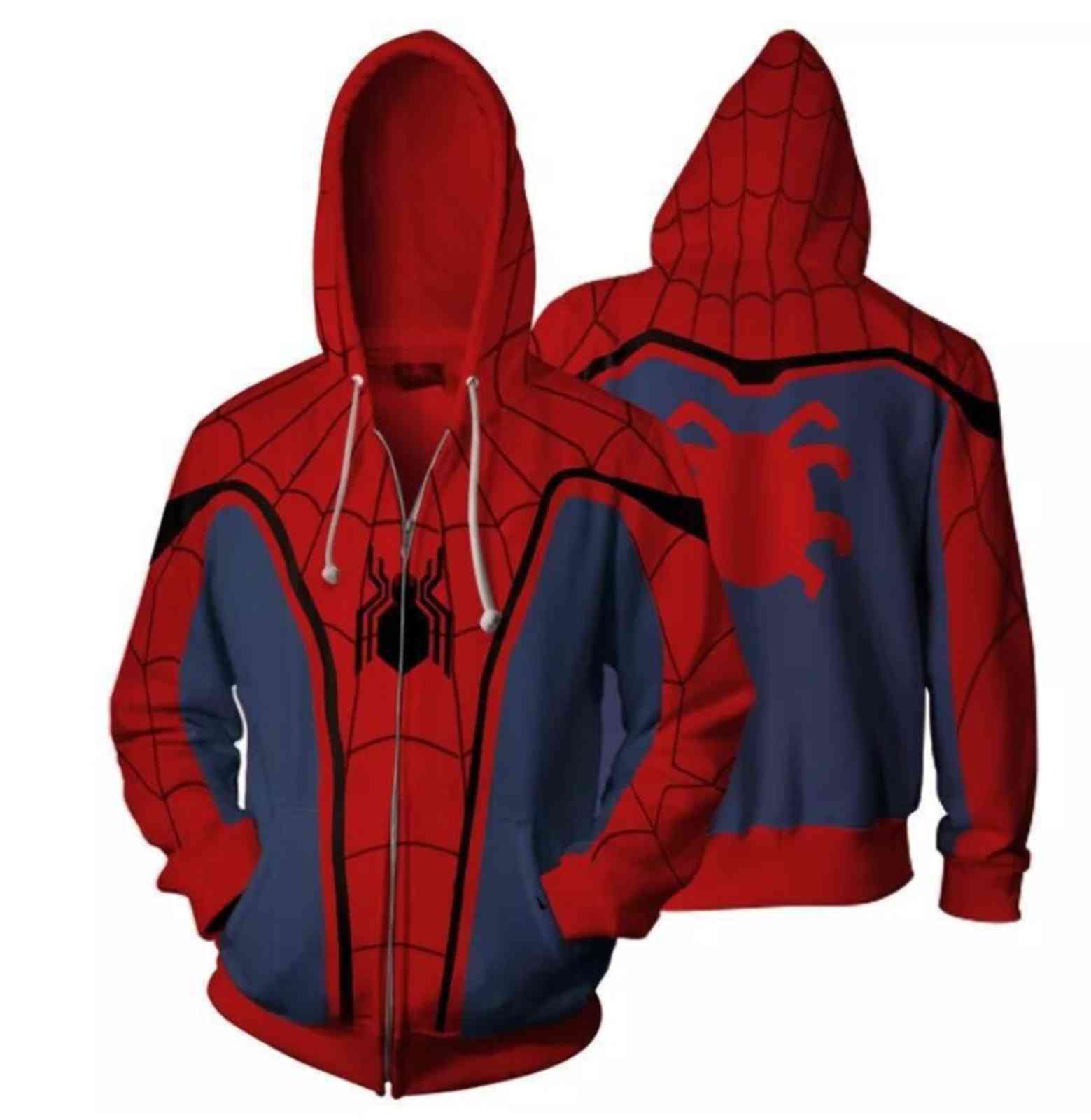 

Hoodies Autumn Man Homecoming Far Scarlet Spider Sweatshirts Zip Up From Home Superhero Cosplay Hooded Zipper Jacket, Dark grey