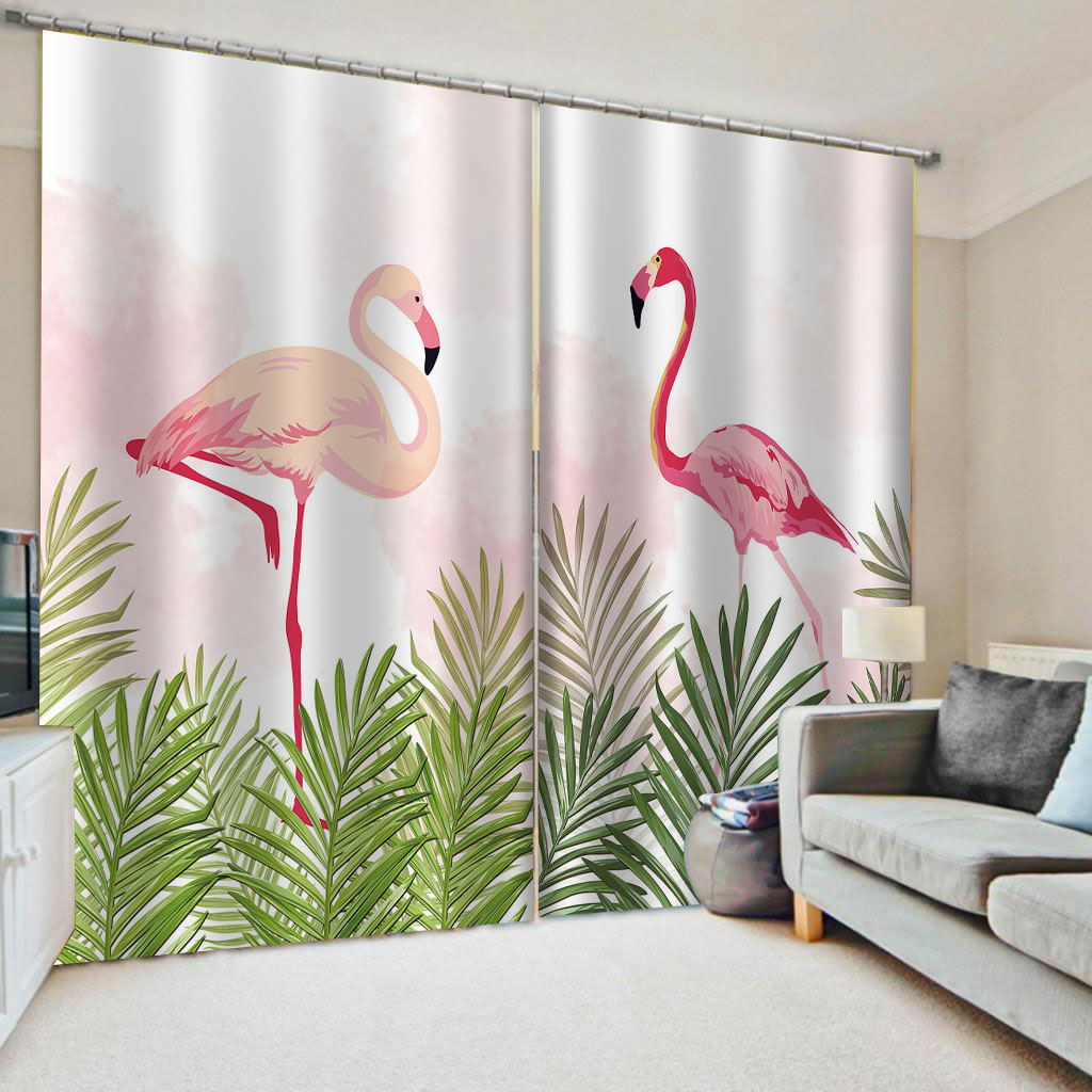 

3D Flamingo Window Curtain Blackout Printed Curtains For Children Home Decor Living Room Bedroom Drapes, Customize