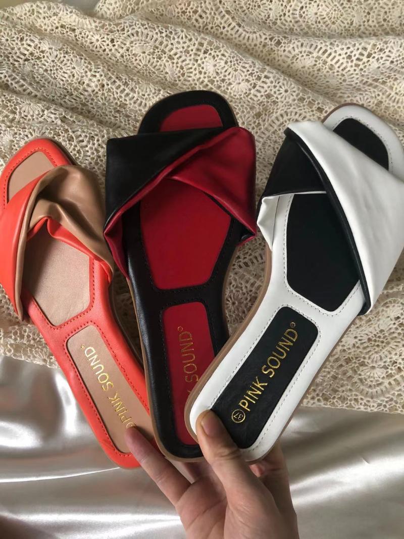 

Women Sandals Summer Outside Flat With Beach Shoes Woman Cross Leather Holiday Comfort High Quality Ladies Footwear Wholesale Dress, Black
