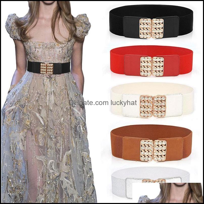 

Belts & Aessories Aessoriesbelts Rhinestone Wide Waistbands Women Fashion Dress Simple Elastic Waist Belt Slim Cummerbund Strap Drop Deliver, Black;brown